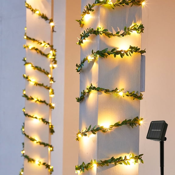 Eummy Solar Lamp, Artificial Maple Leaf String Lights, LED Solar Powered Fake Ivy String Light Wreath IP65 Waterproof Hanging Plant Light for   Room Decor 5m/10m