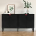 thumbnail image 1 of Eumyviv Mid Century Storage Cabinet, Rattan Buffet Sideboard with 4 Doors for Kitchen Living Room Bedroom Hallway, Black H0108, 1 of 10
