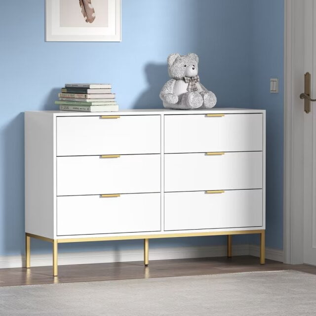 Eumyviv Modern Chest of Drawers with Gold Handles Mid Century Modern 6 ...