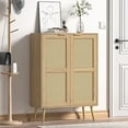 thumbnail image 1 of Eumyviv Rattan Storage Cabinet, Mid Century Tall Sideboard for Living Room Dining Room, Oak GN003, 1 of 12