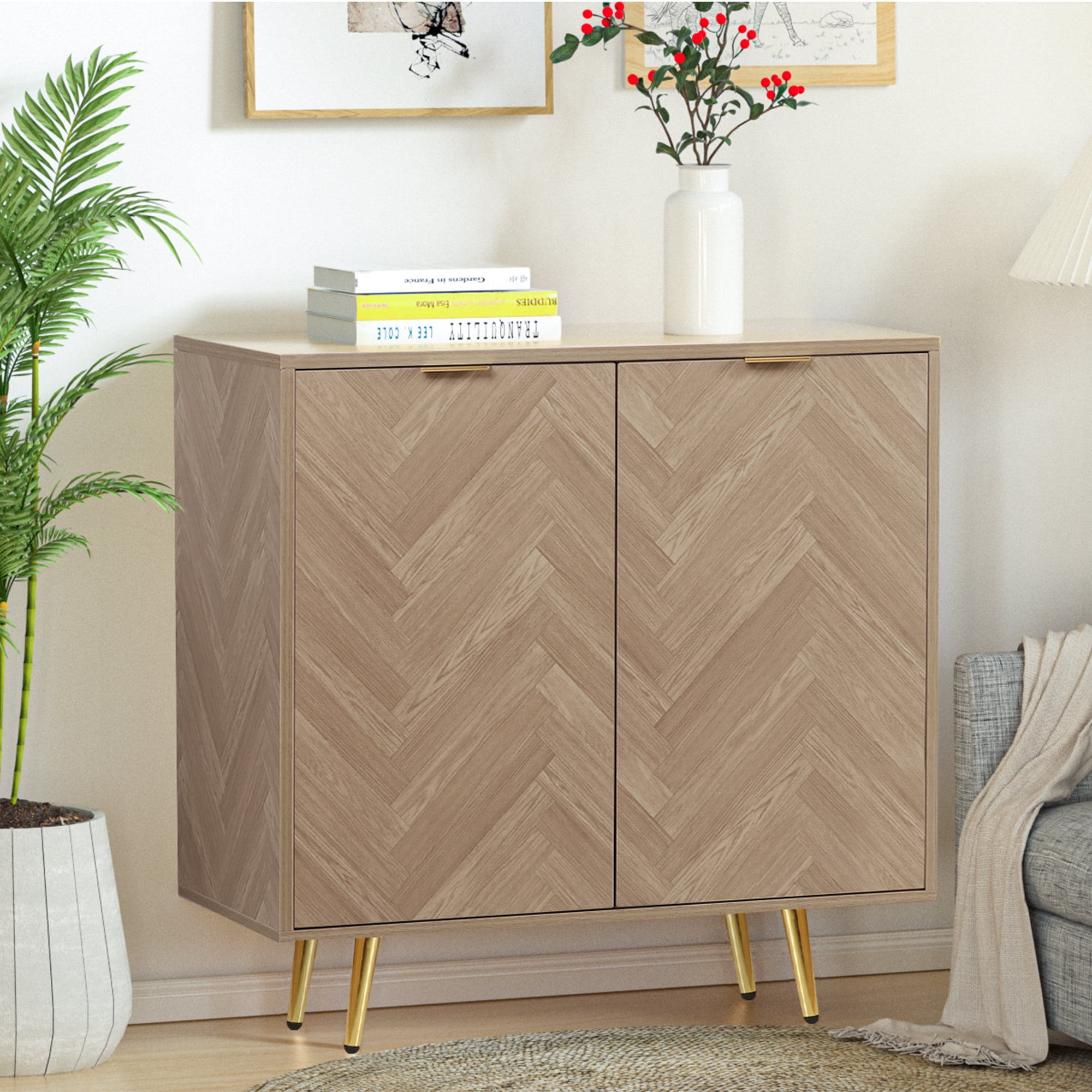 White herringbone sideboard discount