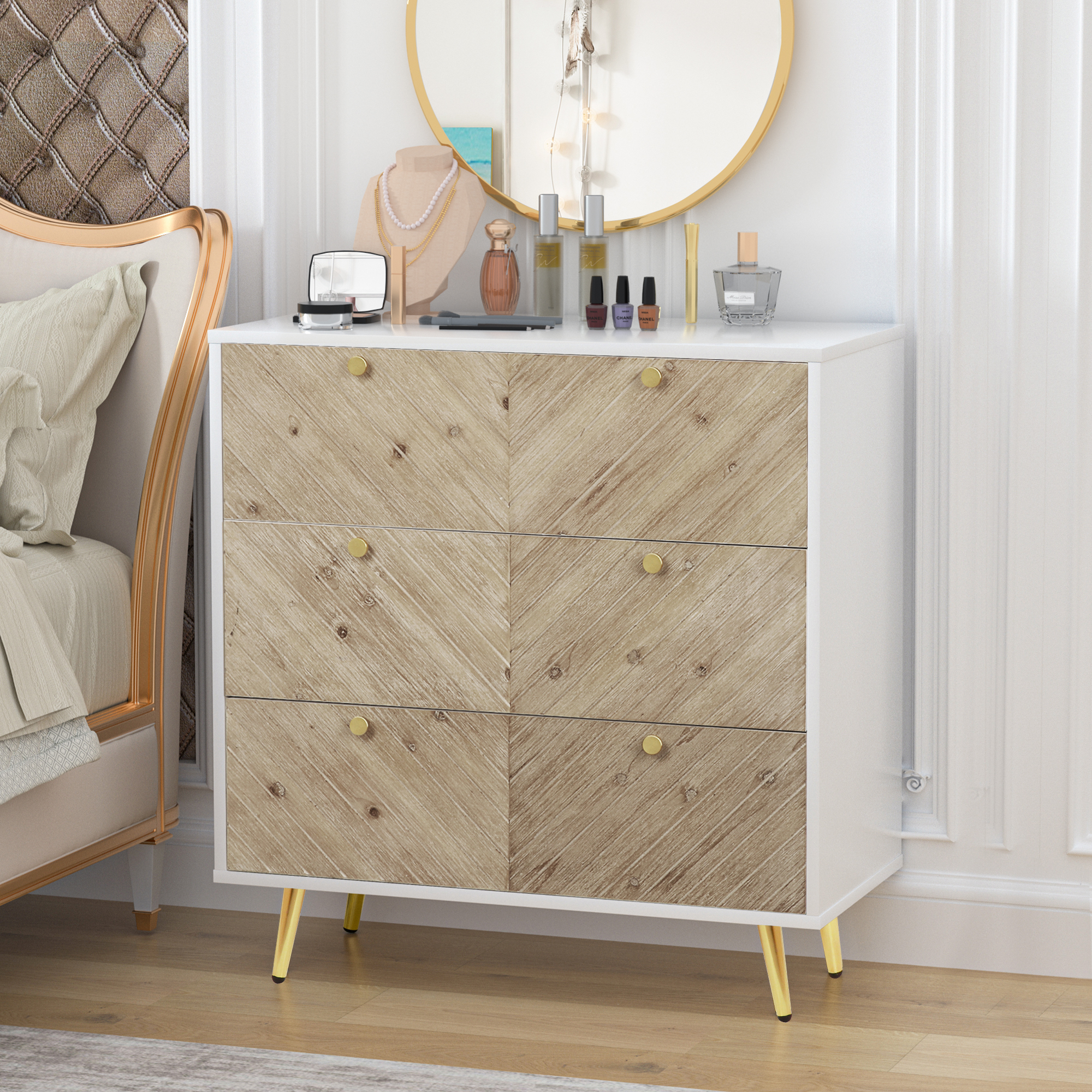 Eumyviv Vintage Drawer Dresser, Chest of Drawer with 3 Drawers, Stores