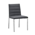 thumbnail image 1 of Eun 23 Inch Faux Leather Dining Chair, Chrome Legs, Set of 2, Dark Gray, 1 of 5