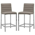 thumbnail image 1 of Eun 26 Inch Vegan Faux Leather Counter Stool, Chrome Legs, Set of 2, Gray, 1 of 2