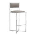 thumbnail image 1 of Eun 30 Inch Vegan Faux Leather Barstool, Chrome Base, Set of 2, Gray - Saltoro Sherpi, 1 of 6