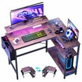 thumbnail image 1 of Eunon 42" Gaming Desk with LED Lights Small L Shaped Desk with Power Outlets Monitor Stand Corner Computer Desk,Rustic, 1 of 8