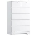 Eunon 6 White Drawer Dresser, Wood Storage Chest Organizers ,Chests of Drawers with Large Organizer for Bedroom Living Room