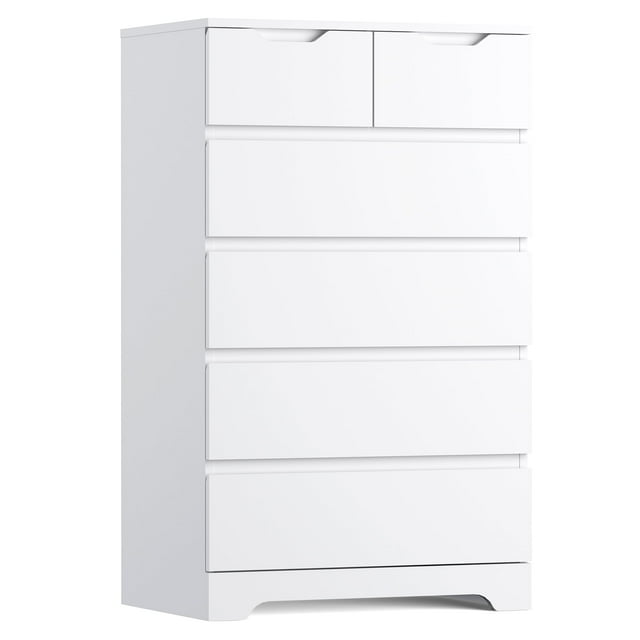 Eunon 6 White Drawer Dresser, Wood Storage Chest Organizers ,Chests of Drawers with Large Organizer for Bedroom Living Room