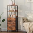 thumbnail image 1 of Eunos 6 Tier Bookshelf with Drawers, 3 Removable Drawer Ladder Bookcase, Bedroom Study, Wood Grain Print, 1 of 7