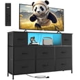 thumbnail image 1 of Eunos Black Tv Stands for 65" Tv with 8 Drawers, LED & Power Outlets for Bedroom, Living Room, 1 of 8