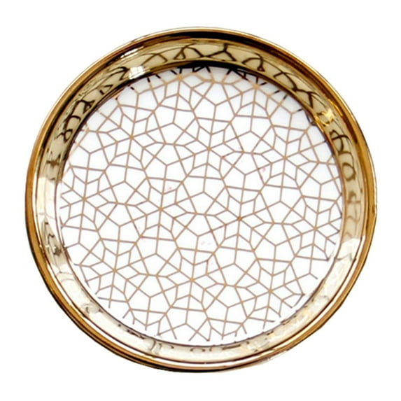 Euopean Style Ceramic Plate Tableware Jewelry Dish Trinket Tray with Gold , Style-03