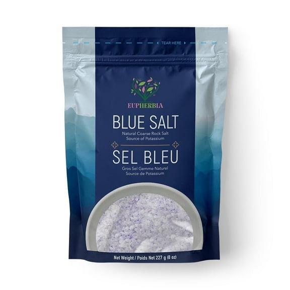 Eupherbia Blue Salt, Coarse, Rare Mineral Salt, High Potassium, Lower Sodium, 227g (8 oz)