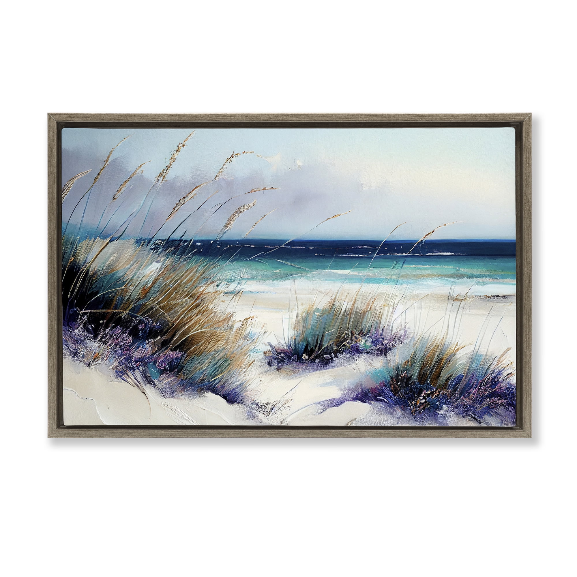 Euphoria Beach Dunes Brown Framed Floater Canvas Wall Art, design by Sasha