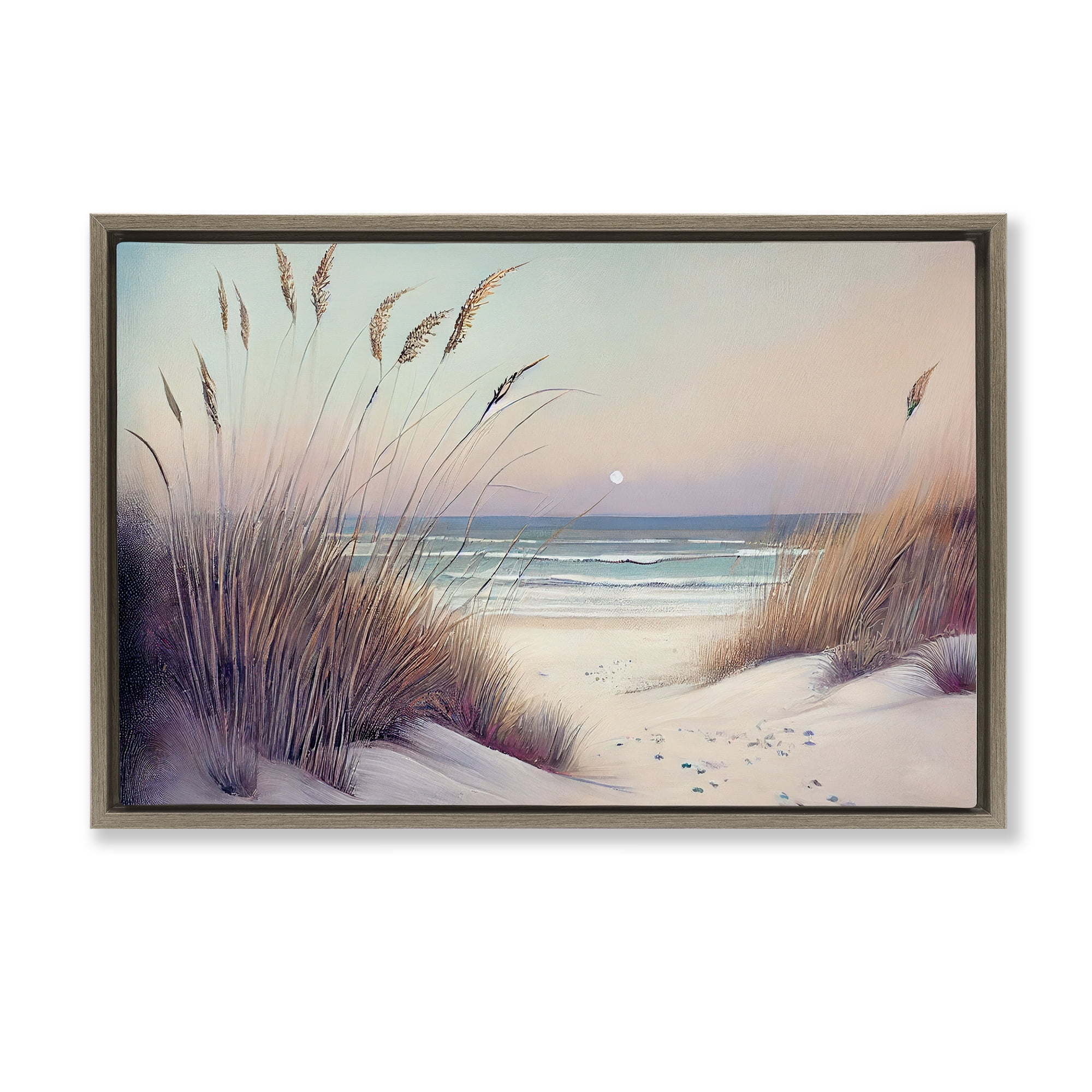 Euphoria Beach Dunes View Brown Framed Floater Canvas Wall Art, design by Sasha