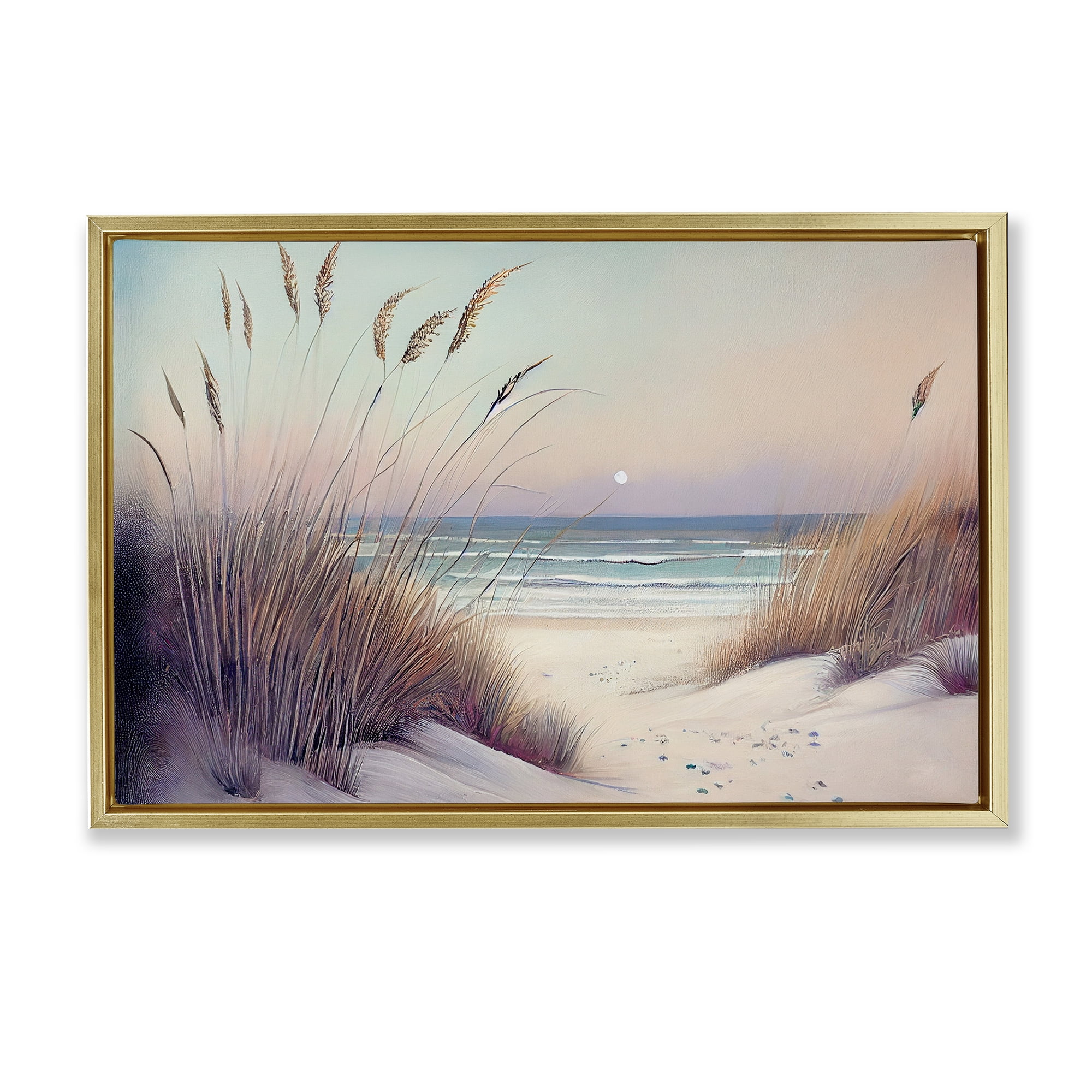 Euphoria Beach Dunes View Gold Framed Floater Canvas Wall Art, design by Sasha