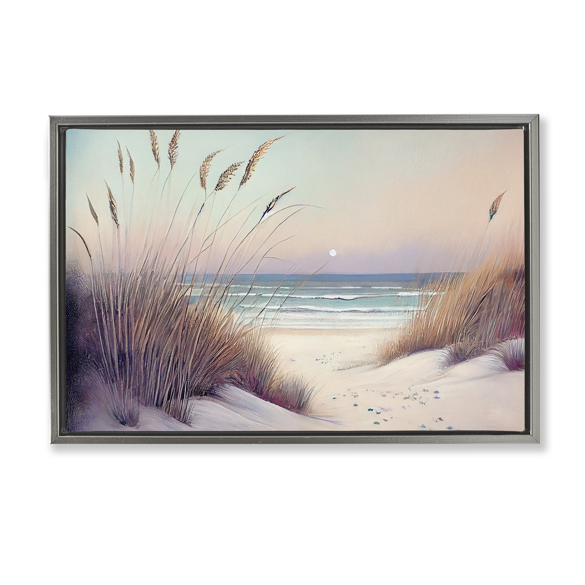 Euphoria Beach Dunes View Gray Framed Floater Canvas Wall Art, design by Sasha