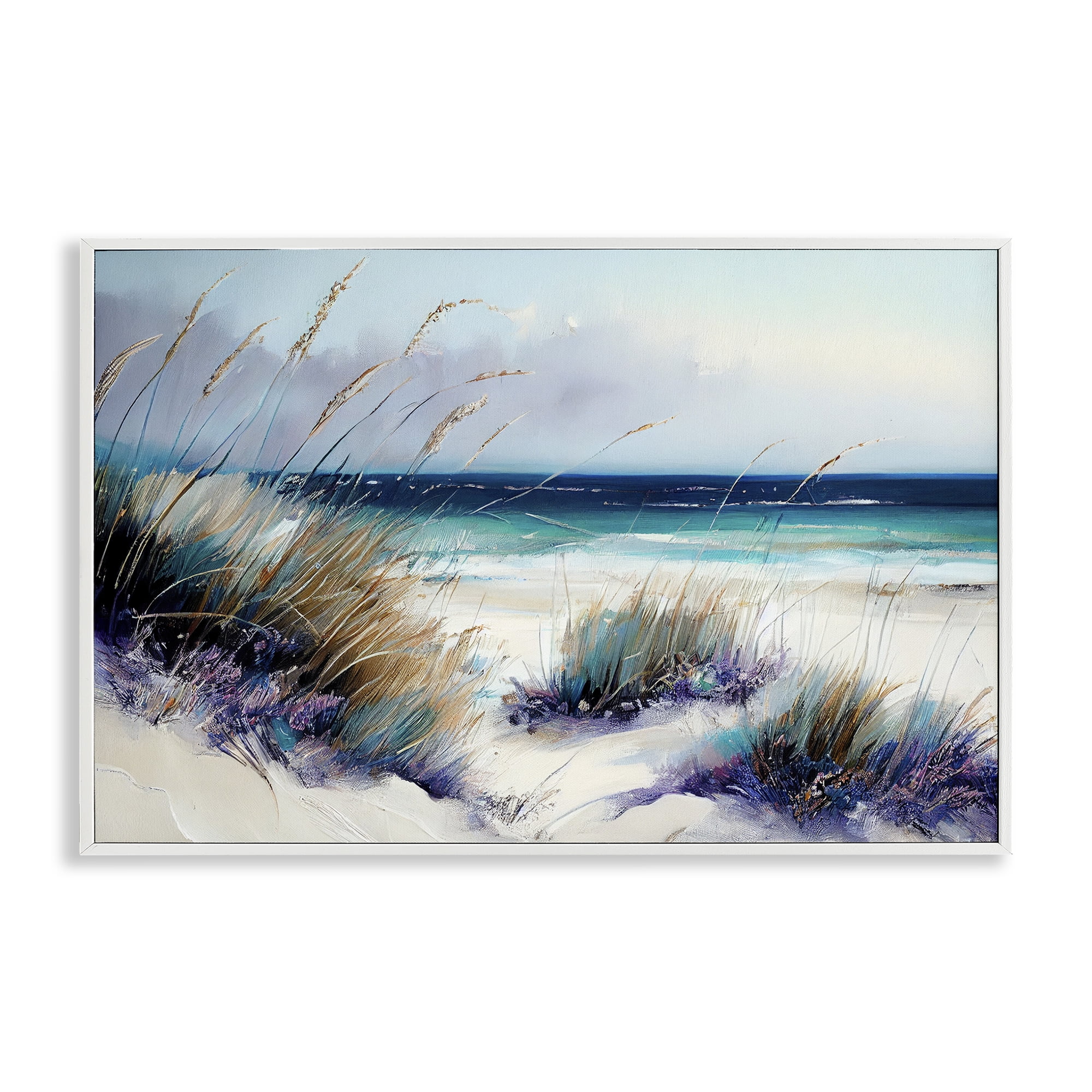 Euphoria Beach Dunes White Framed Giclee Art, design by Sasha