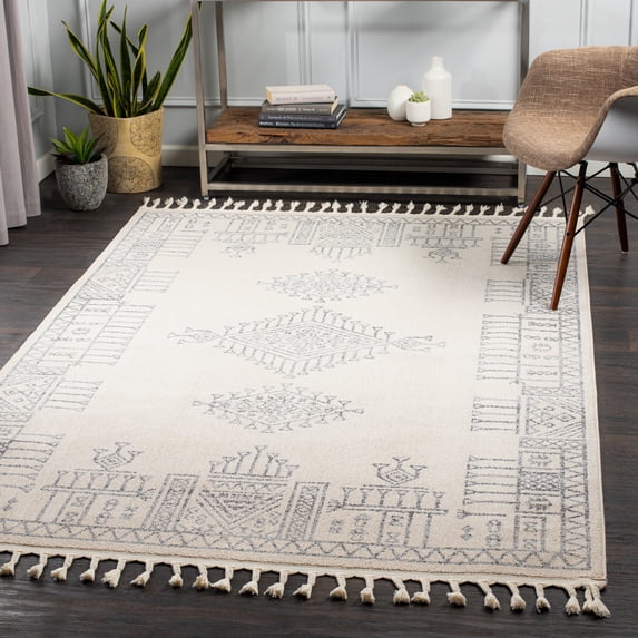 Euphoria Beige/Gray 6'7" x 9' Global Rectangle Area Rug