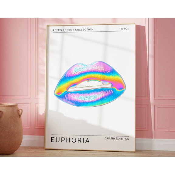 Euphoria Retro Energy Print, Modern Gradient Art, Holographic Dorm Decor, Aesthetic Room Decor, Wall Art Wall Art, Modern Wall Decor, 8x12 UNFRAMED