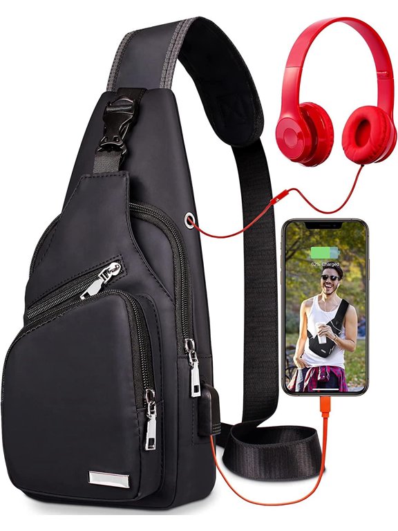 Unisex Hiking Sling Backpack, Black