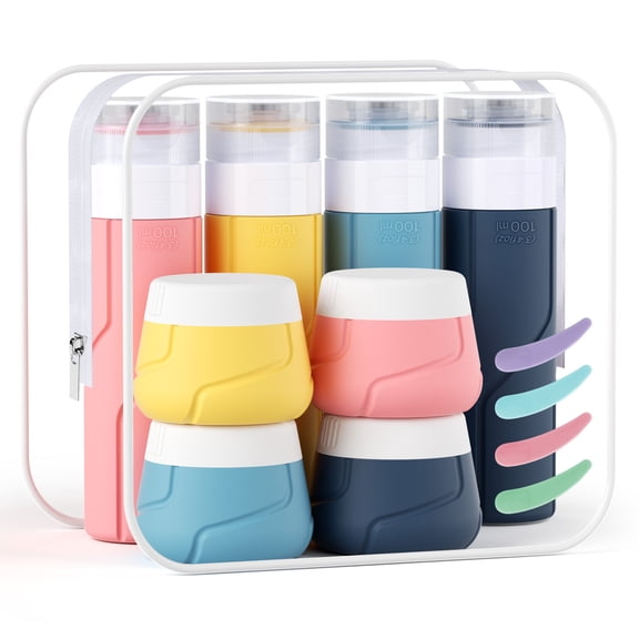 Euqvunn 14 Pack Travel Bottles for Toiletries,Silicone Travel Size Toiletries Bottles Containers 3.4oz Leakproof Squeezable Refillable Travel Accessories