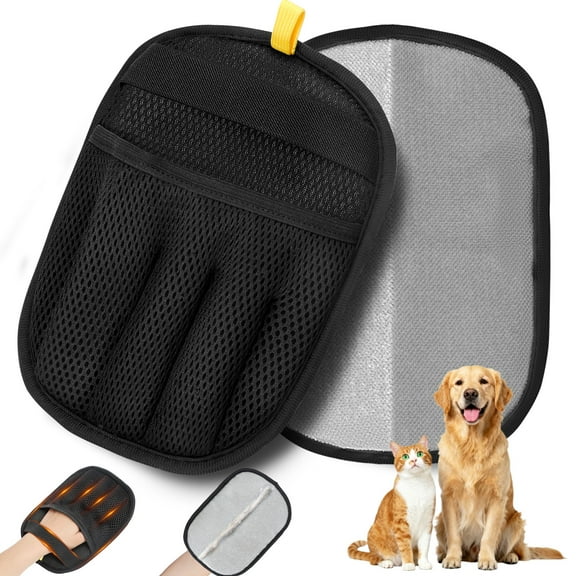 Euqvunn 2 Pack Pet Hair Removal Glove, Newly Upgraded Reusable Electrostatic Pet Hair Gloves for Dogs & Cats, Magic Brush Pet Hair Remover Tool for Carpet, Couch, Furniture