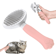 Euqvunn Self-Cleaning Slicker Brush for Cats and Dogs, Removes Loose Fur and Tangles, Gentle Grooming Tool for All Coat Types, Pink