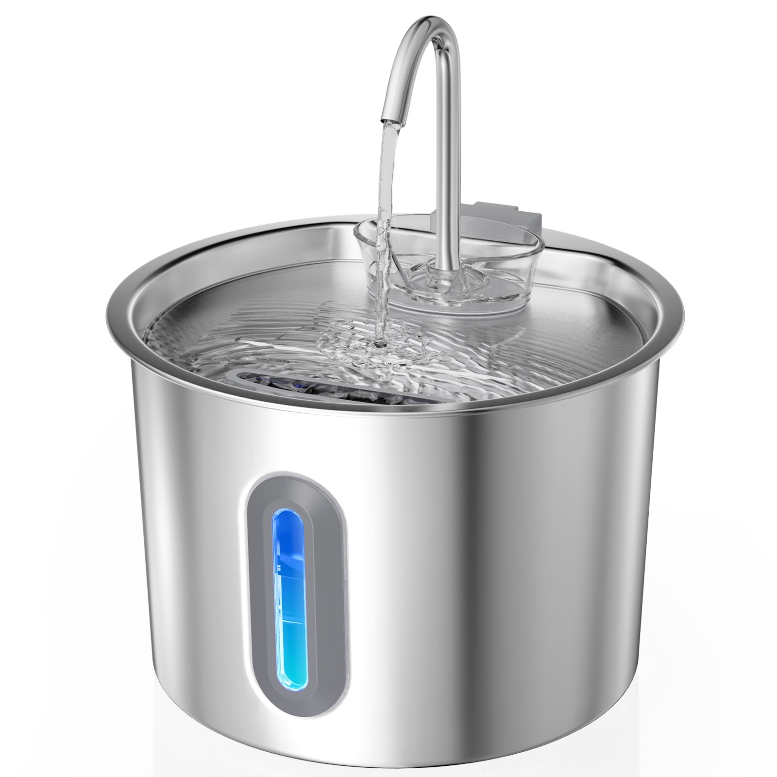 Euqvunn Cat Water Fountain Stainless Steel, 2.2 L Cat Fountain for Drinking, Pet Water Fountain for Cats Inside, Automatic Pet Fountain Quiet Cats Water Dispenser