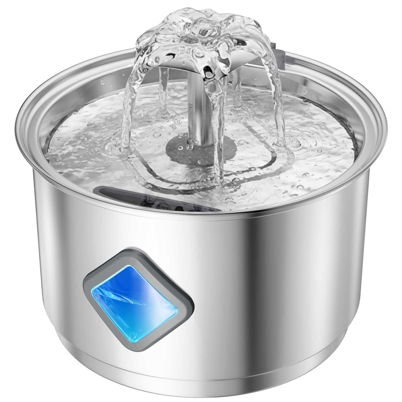 Euqvunn Cat Water Fountain Stainless Steel, 2.8 L Cat Fountain for Drinking, Pet Water Fountain for Cats Inside, Automatic Pet Fountain Quiet Cats Water Dispenser with Flower Kitty Spout
