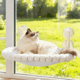 thumbnail image 1 of Euqvunn Cat Window Perch, Cat Window Hammock with Metal Frame and Reversible Cover&4 Strong Suction Cups, No Drilling, Cat Beds for Indoor Cats for Sunbathing, Napping & Overlooking(White,Velvet), 1 of 10
