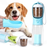 Euqvunn Dog Water Bottle with Food Container, 3 in 1 Outdoor Portable Pet Dispenser,Leak Proof Travel Dog Bowls for Walking Hiking