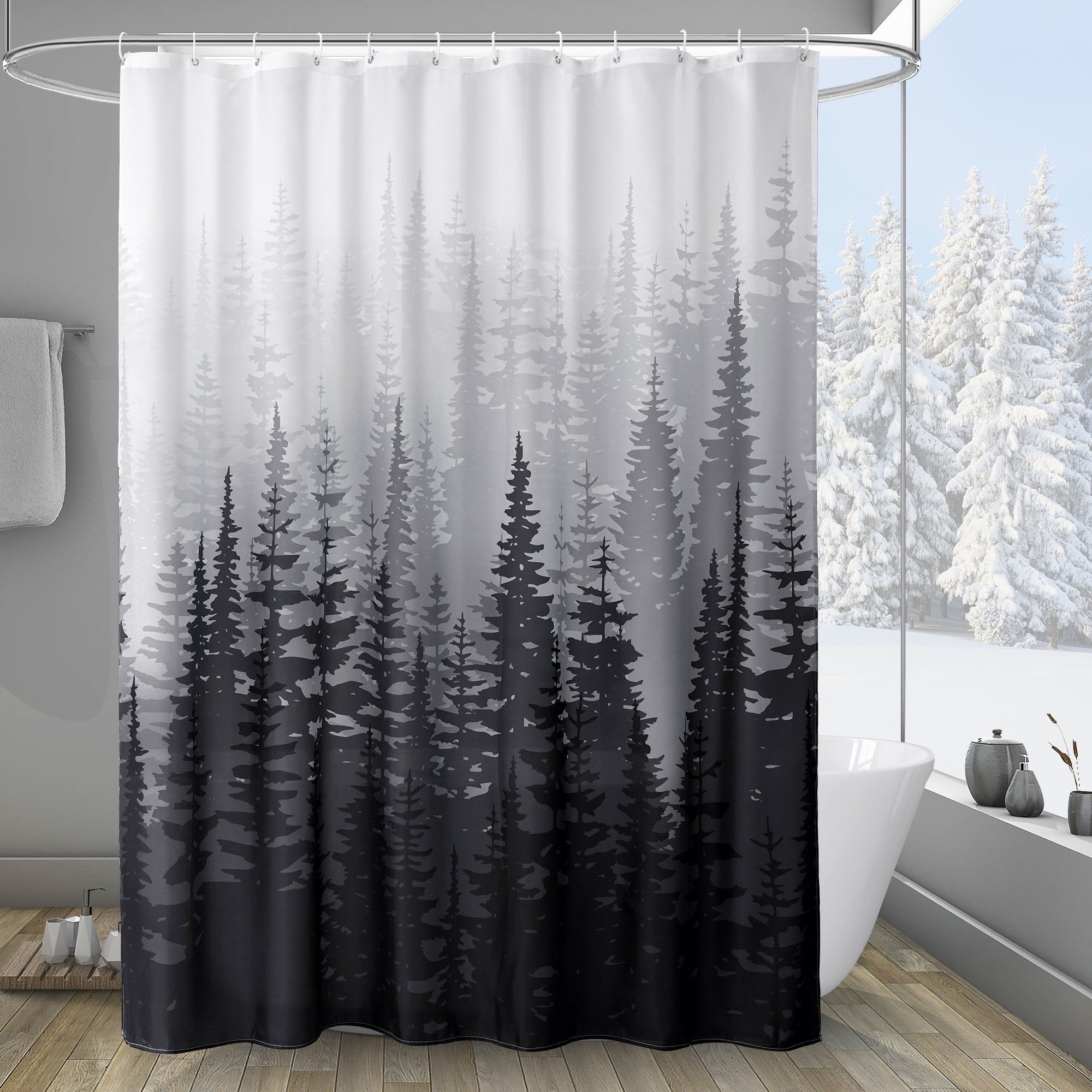 EurCross Black Forest Fabric Shower Curtain, 72"x 84" Extra Long Nature