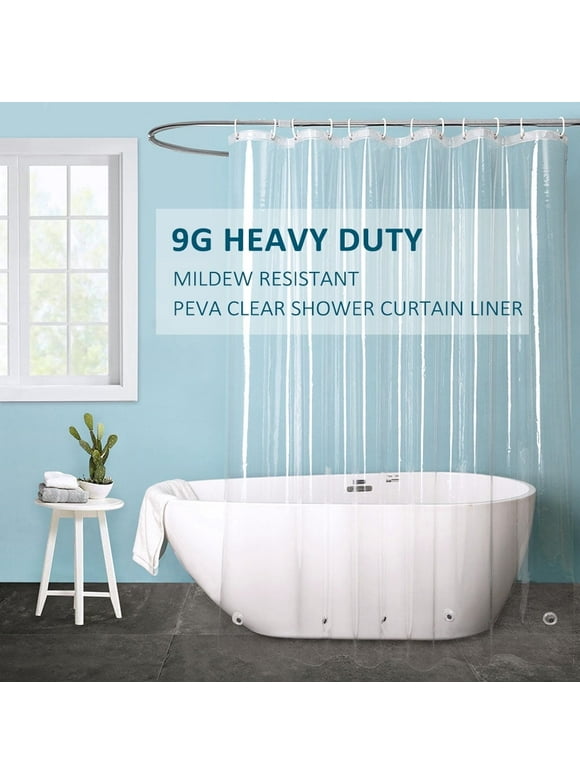 EurCross Clear Shower Curtain Liner, 72"x 78" Extra Long Heavy Duty PEVA Plastic Shower Curtain , Waterproof Transparent Shower Liner with Magnets & Hooks, Mold & Mildew Resistant