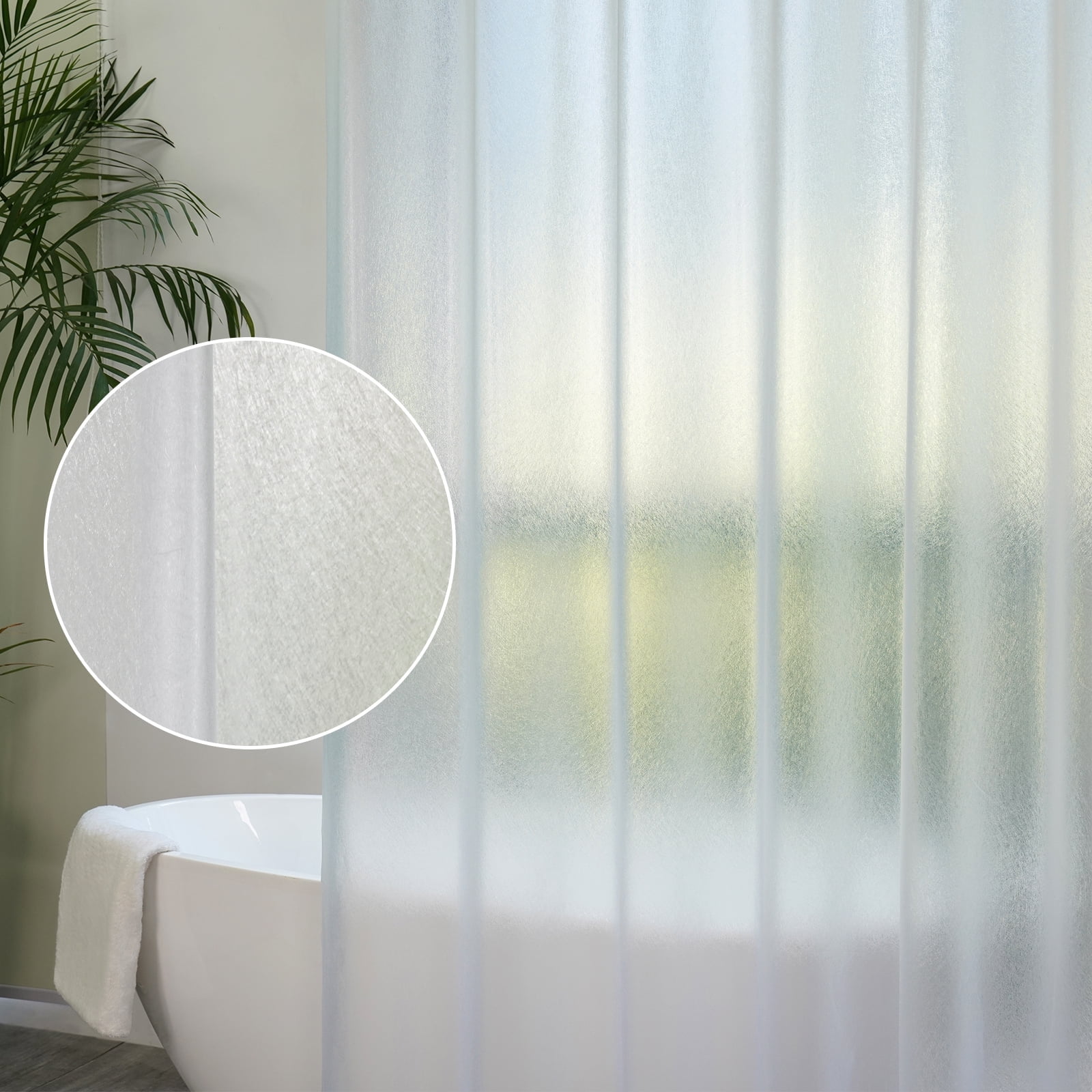 EurCross Heavy Duty Frosted Shower Curtain Liner, 72"x 72" Waterproof EVA Translucent Plastic