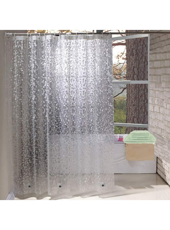 EurCross Heavyweight EVA Shower Curtain Liner with 3D Pebble Pattern, 72"x 78" Extra Long Clear Plastic Shower Liner with Magnets and Hooks, Mold and Mildew Resistant