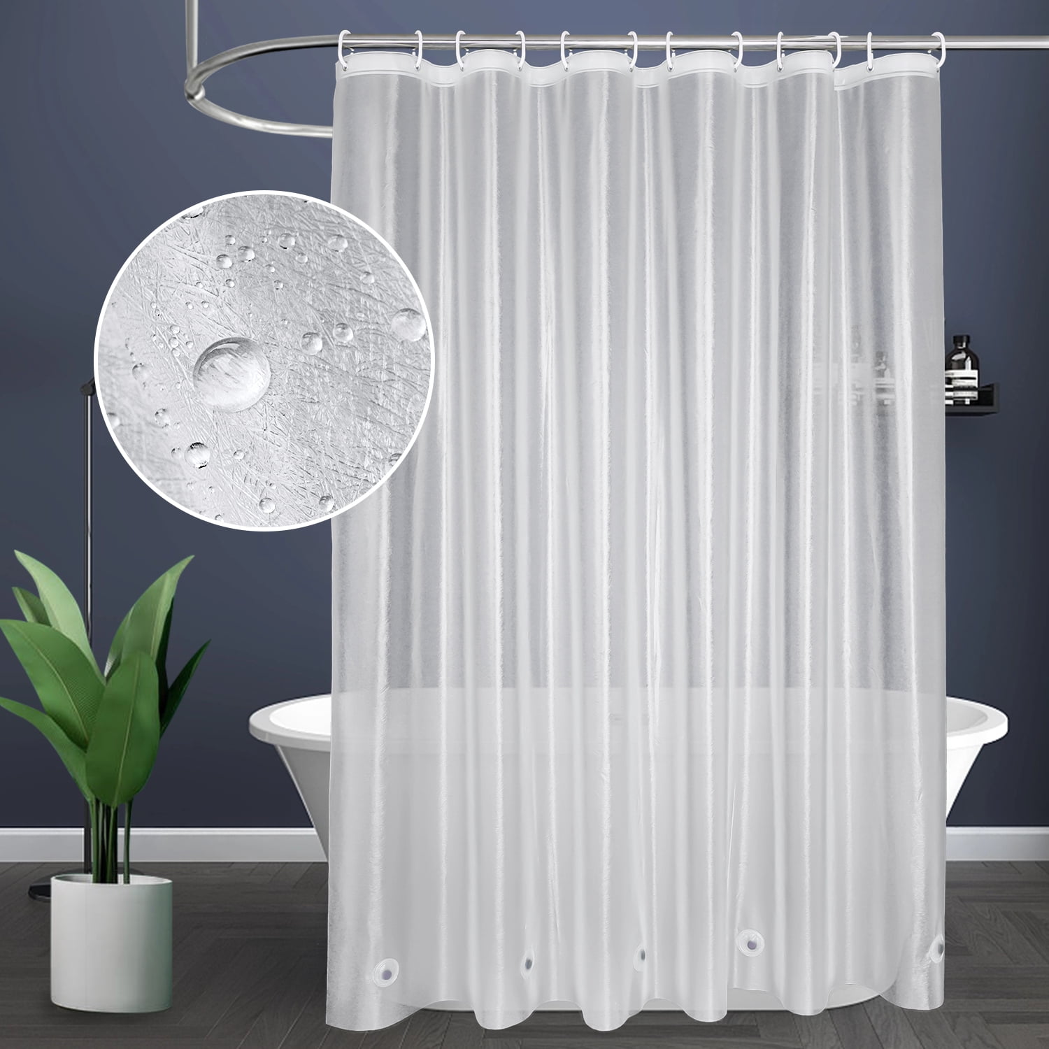 EurCross Long Frosted Shower Curtain Liner 72x78 in.,Silk Pattern