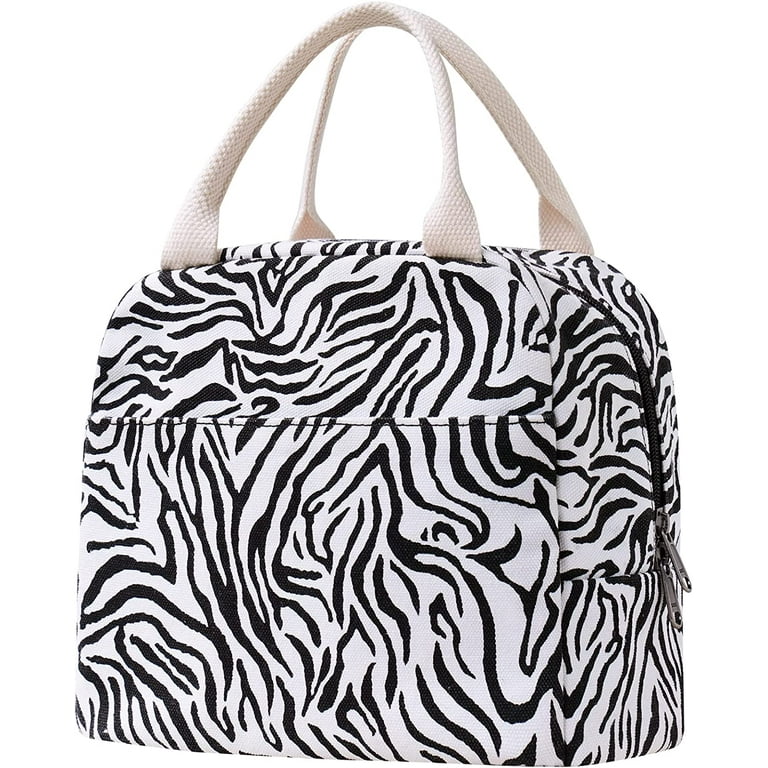 EurCross Insulated Lunch Bag for Girls School, Reusable Leak Proof Tote  Lunch Box for Women Work - Black and White Strip