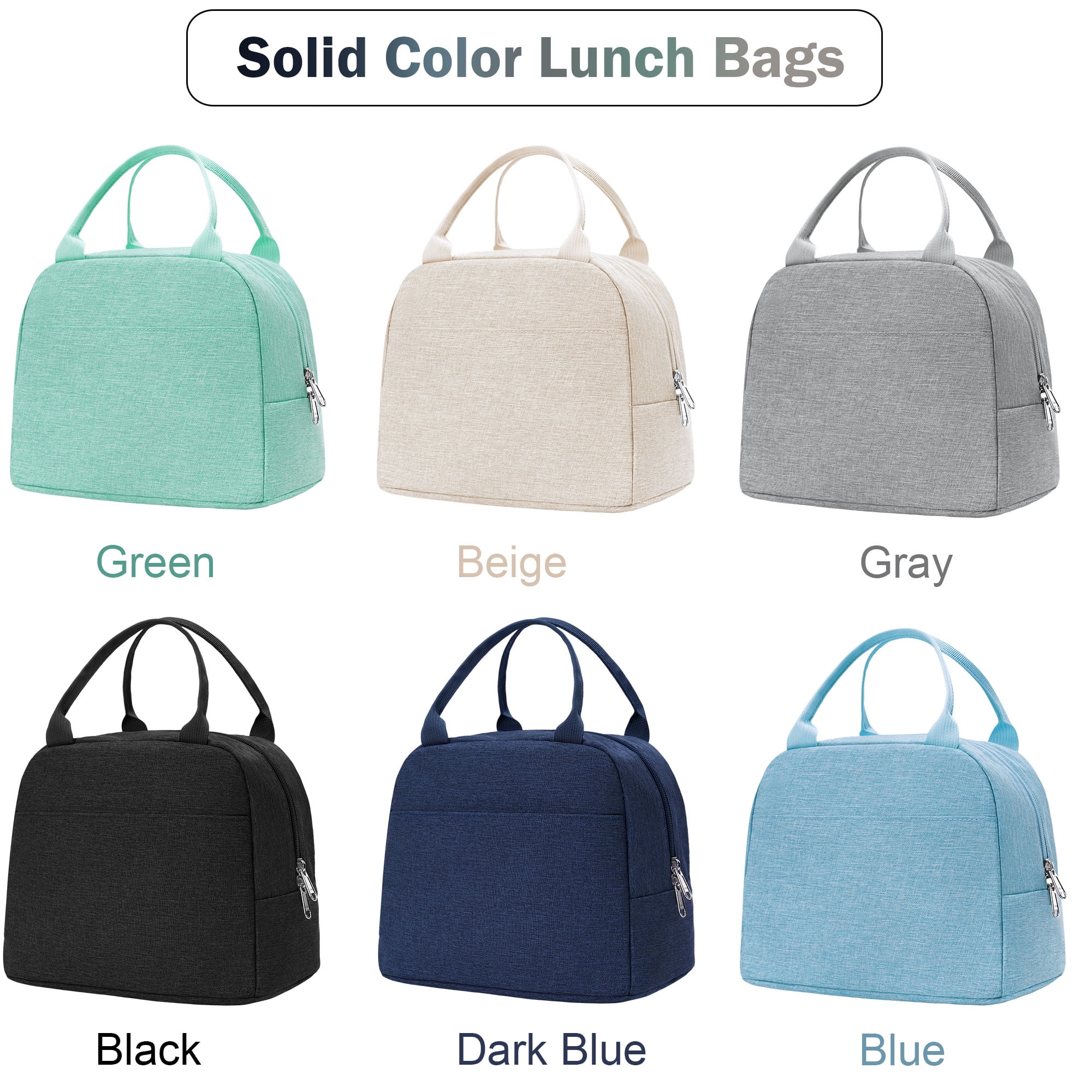 EurCross Solid Black Lunch Bag for Boys & Girls, Men & Womem, Insulated ...