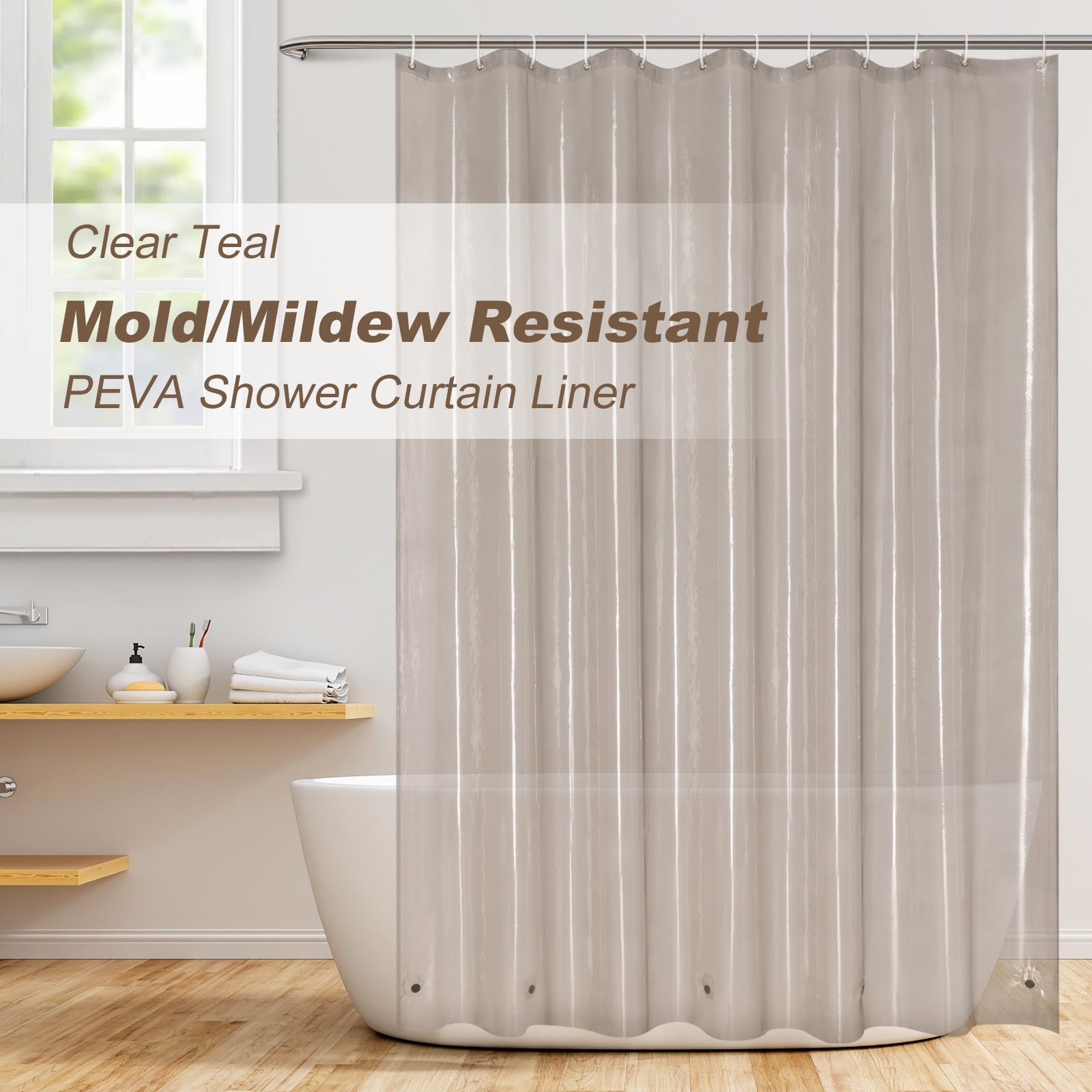 EurCross Teal Clear Plastic Shower Curtain liner, 72"x 72" Colored