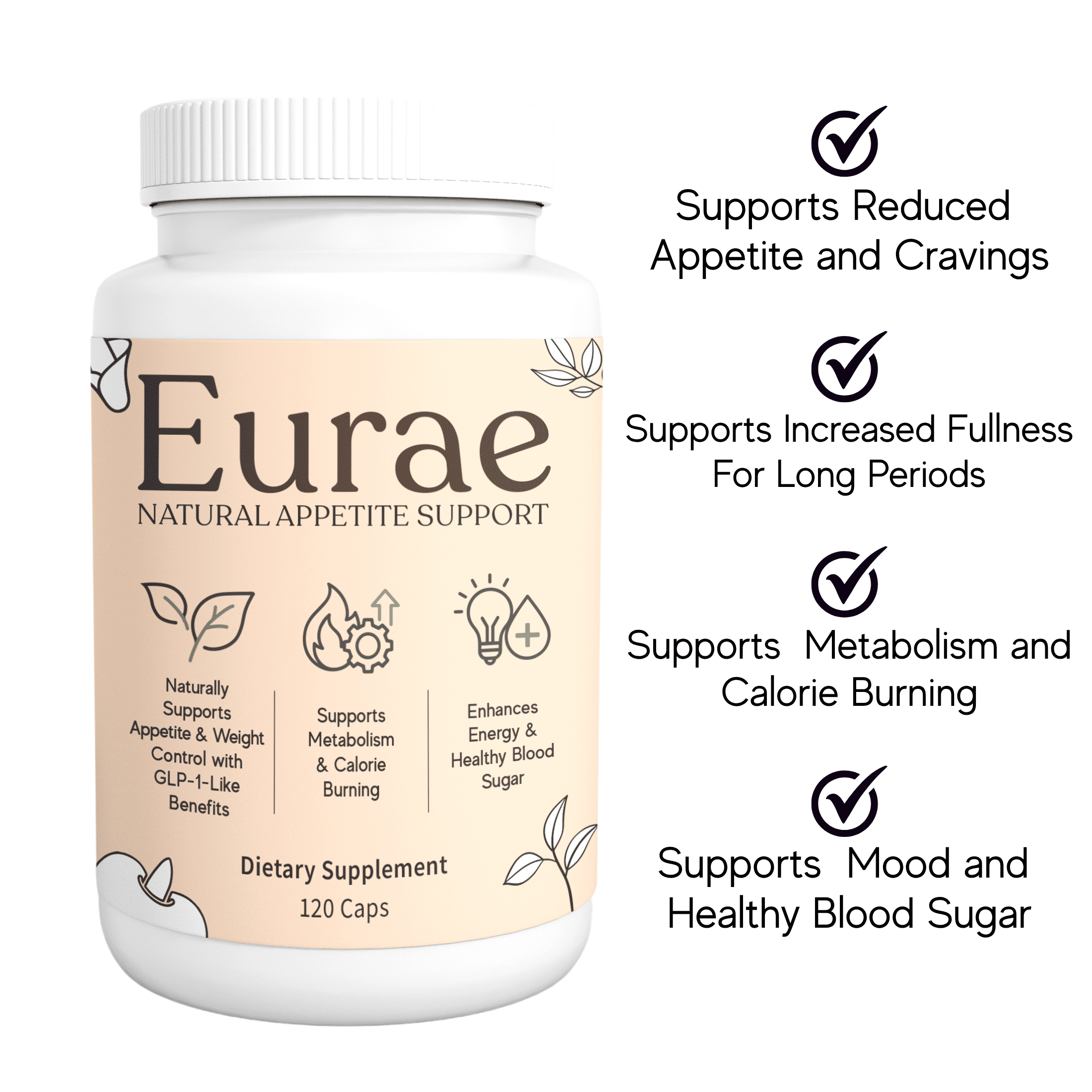 EURAE Natural Appetite Suppressant Capsules, Craving Control & Metabolism Support Supplement