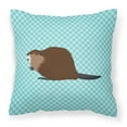 thumbnail image 1 of Eurasian Beaver Blue Check Fabric Decorative Pillow, 1 of 2