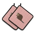 thumbnail image 1 of Eurasian Beaver Pink Check Pair of Pot Holders - Pink, 1 of 1
