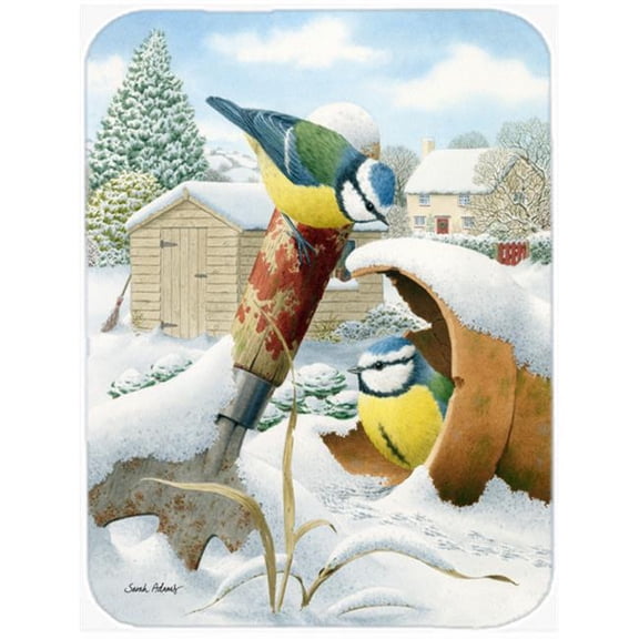 Eurasian Blue Tits Birds In Flower Pot Glass Cutting Board- Large