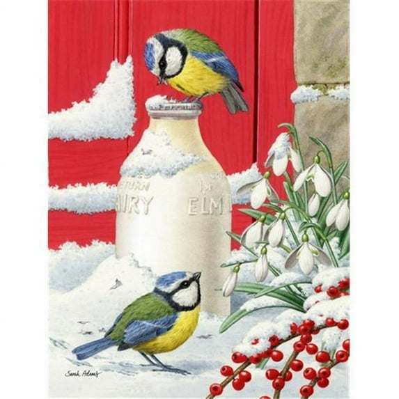 Eurasian Blue Tits Birds & Milk Bottles Flag Garden Size