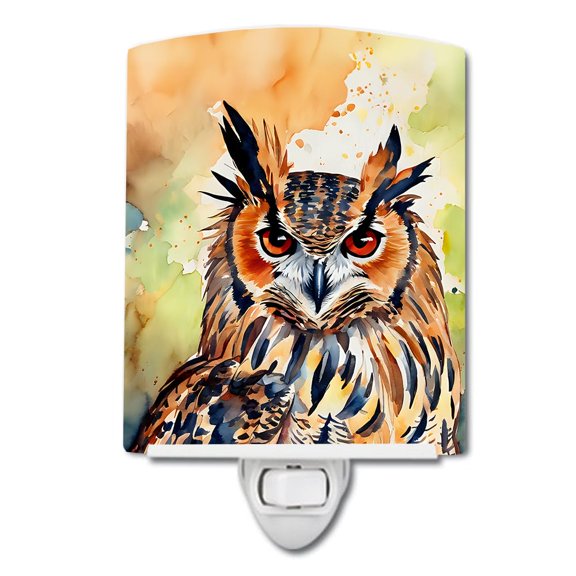 Eurasian Eagle Owl Ceramic Night Light 4 in x 6 in