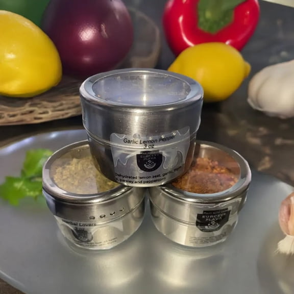 Eurceys' Flava Magnetic Refillable Spice Canister - Perfect Gift Pack (3 Pack Set)