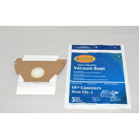 Eureka ,6851,6852, GE, WalMart Style CN-1 Canister Vacuum Cleaner Micro Filtration Paper Bags 3 in Pack 61980, 140
