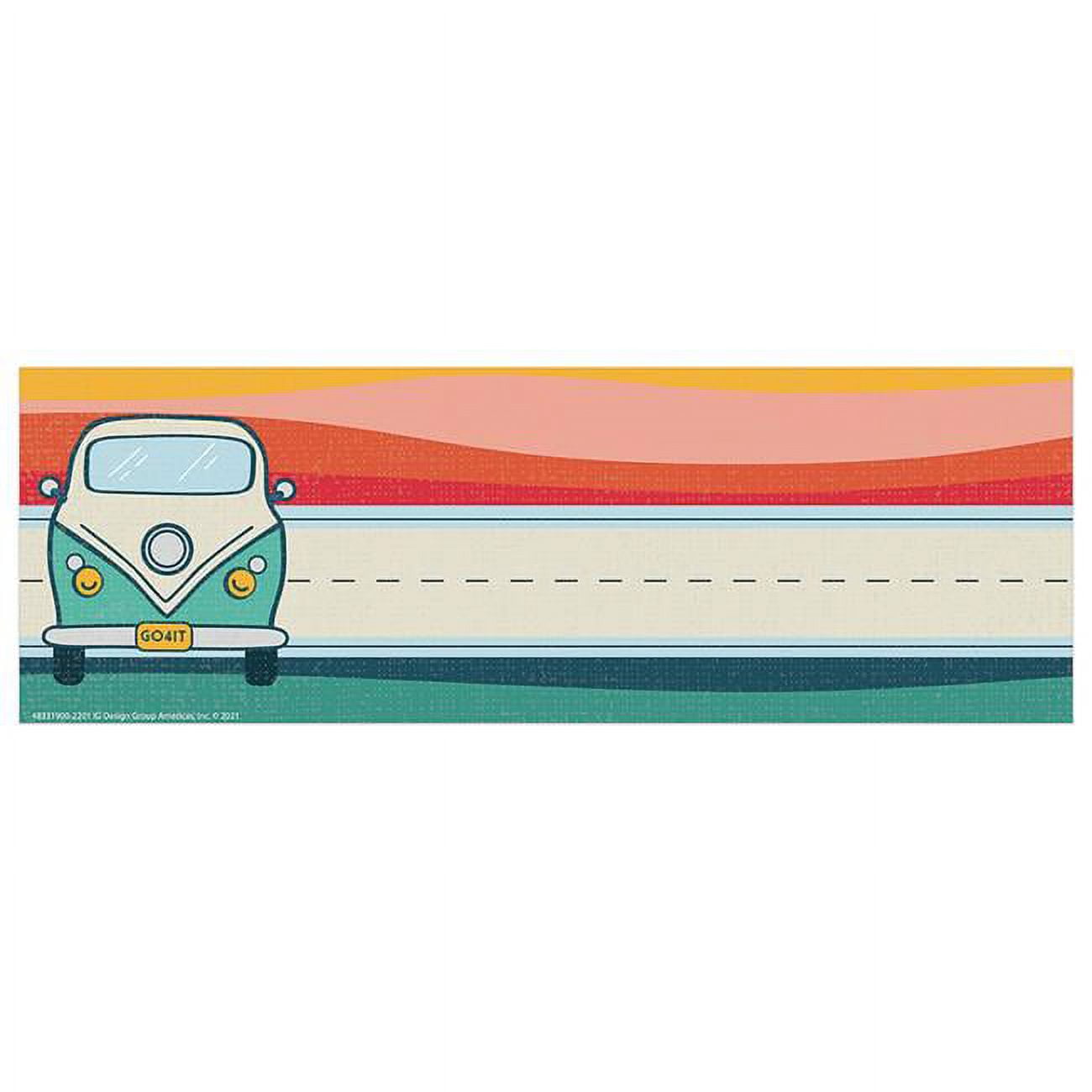Colorful Self-Adhesive Name Plates with Retro Van Design