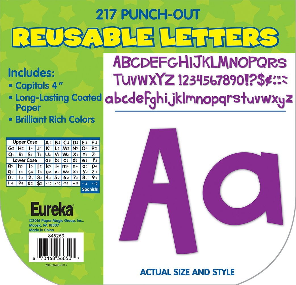 Eureka Back to School Purple Punch Out Letters for Classroom Decoration