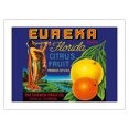 thumbnail image 1 of Eureka Brand Florida Citrus - The Turner Fruit Company - Vintage Fruit Crate Label c.1940s - Bamboo Fine Art 290gsm Paper Print (Unframed) 24x32in, 1 of 4